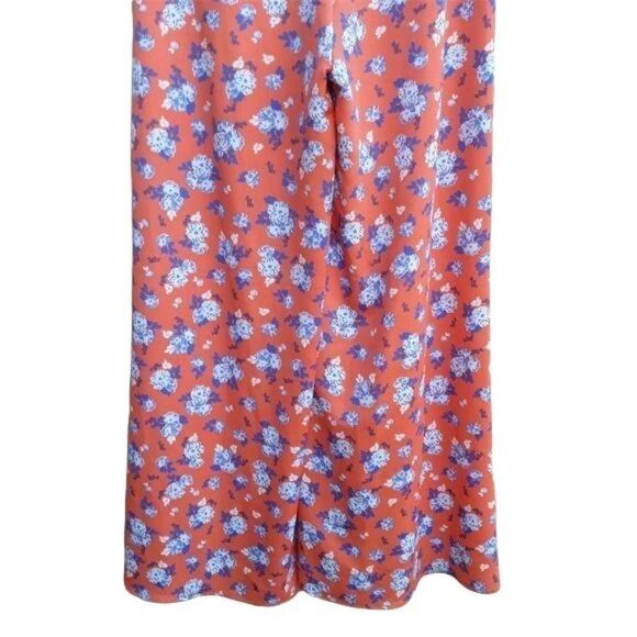 J.O.A. Retro 70's High Rise Wide Flowy Leg Micro Floral Print Orange Sz M - Picture 10 of 11